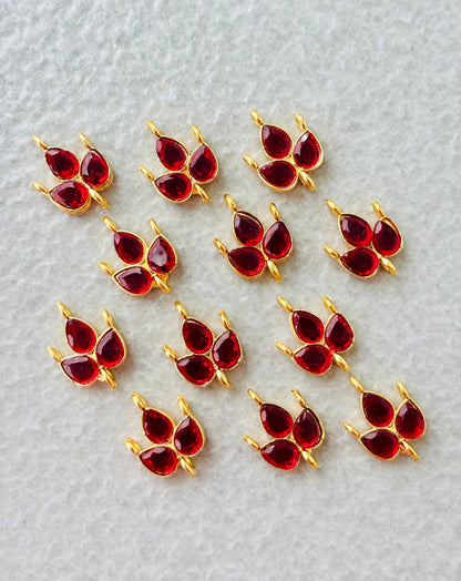 Red Grape Leaf Kundan Connectors