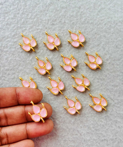 Pink Grape Leaf Kundan Connectors