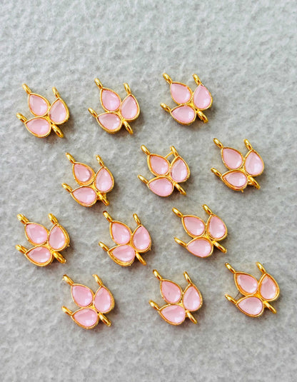 Pink Grape Leaf Kundan Connectors