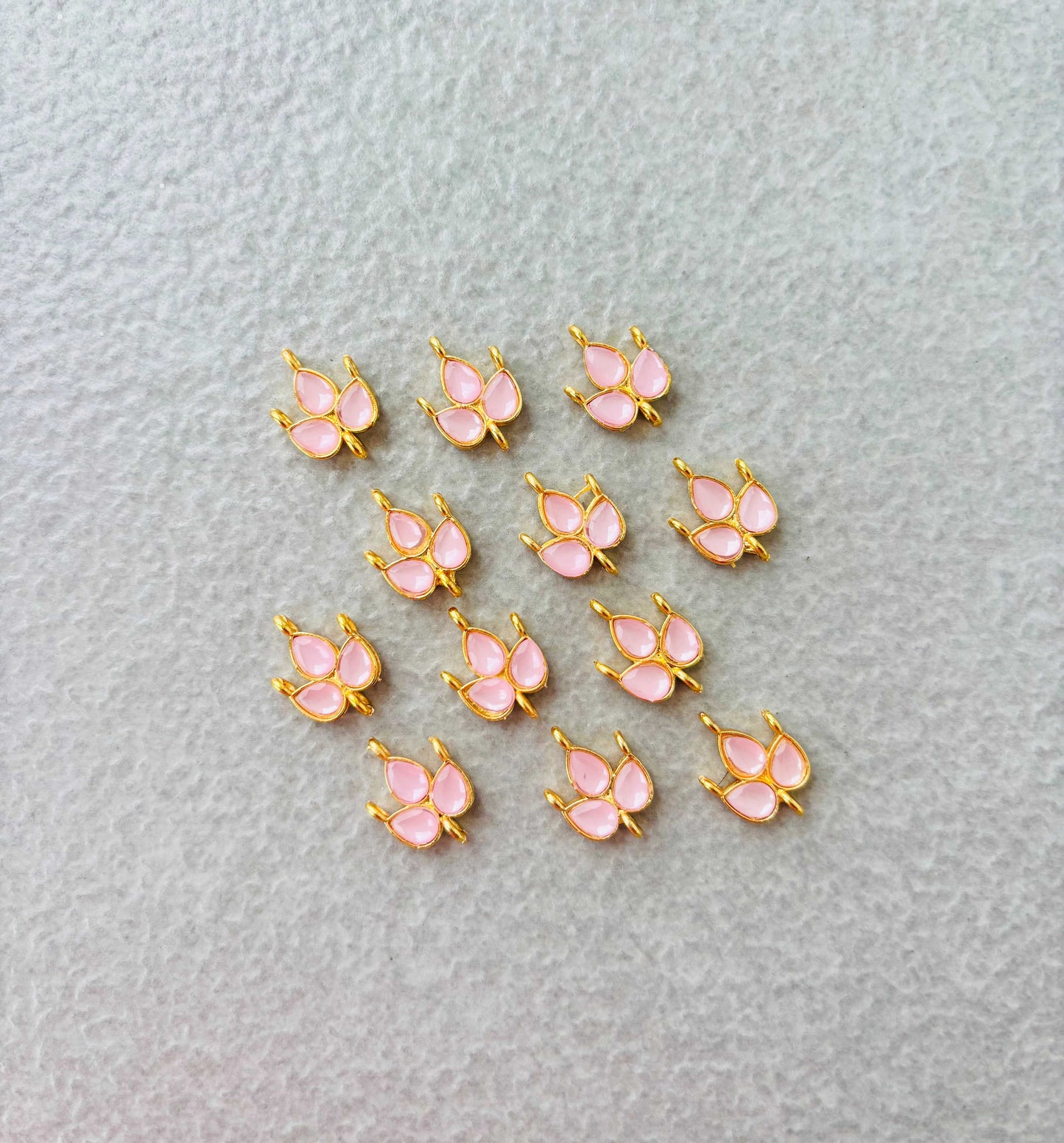 Pink Grape Leaf Kundan Connectors