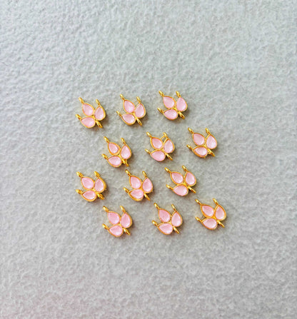 Pink Grape Leaf Kundan Connectors