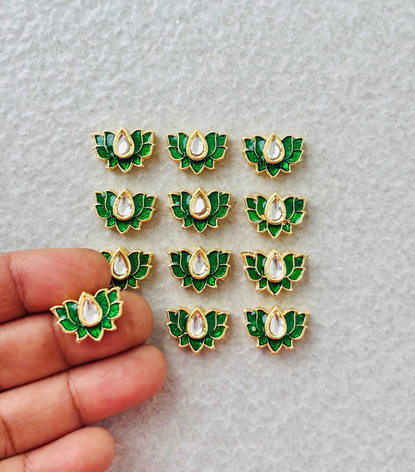 Small Green Lotus Meenakari Connectors