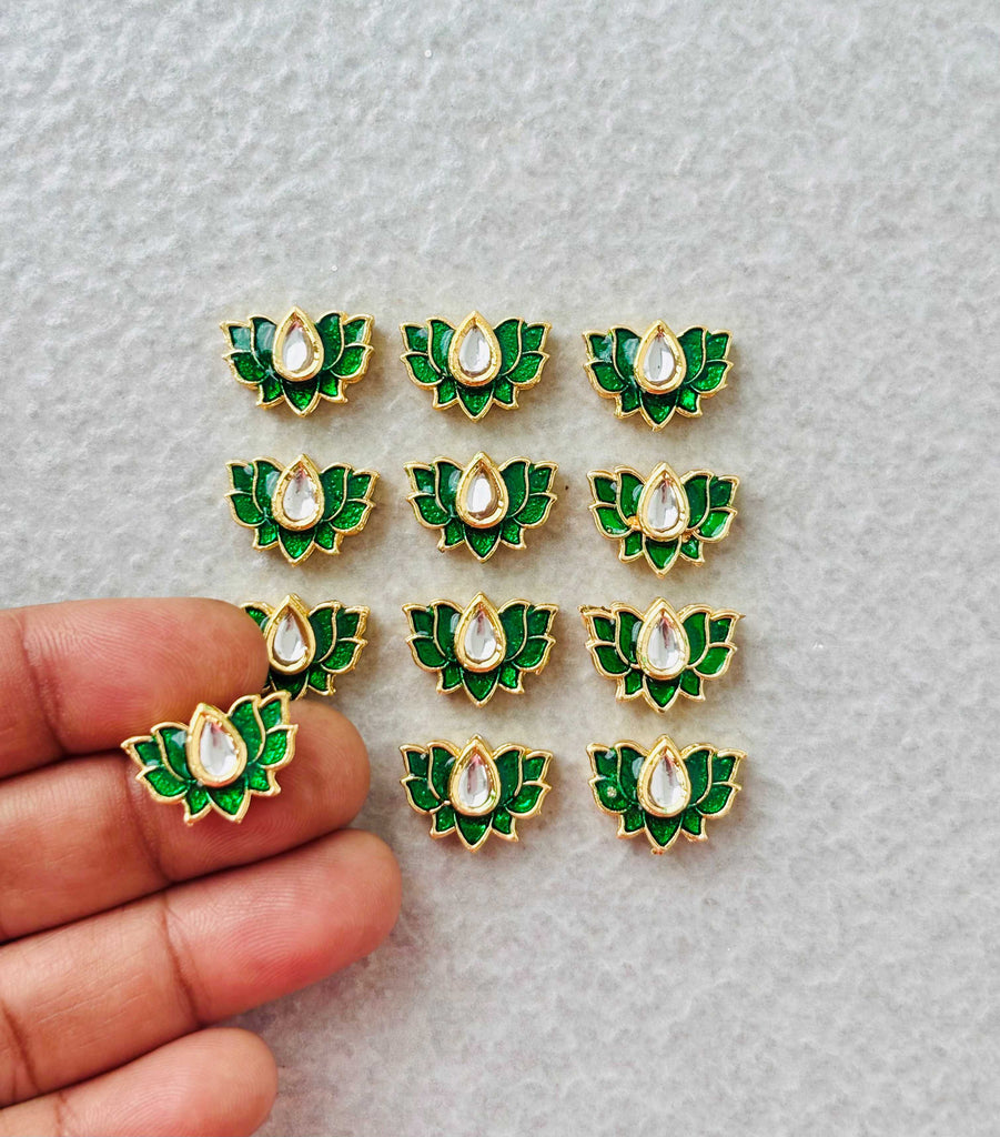 Small Green Lotus Meenakari Connectors