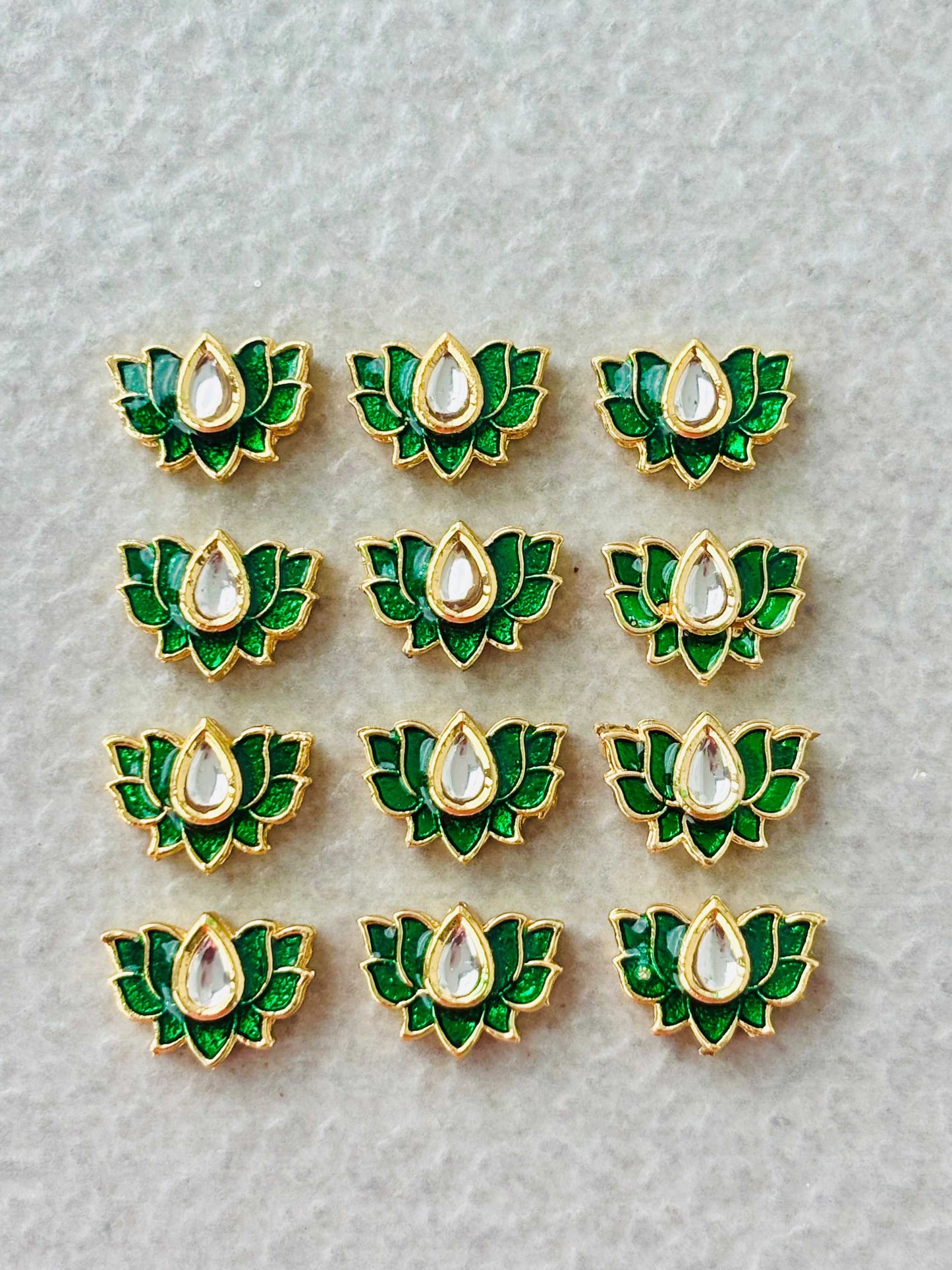 Small Green Lotus Meenakari Connectors