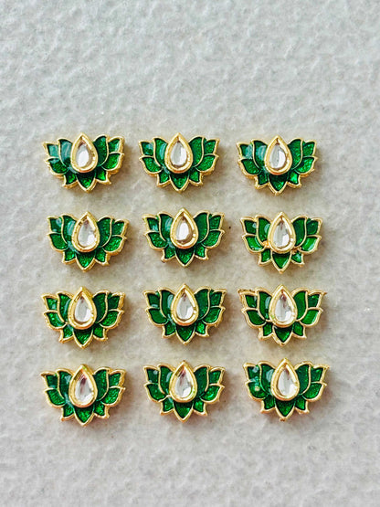 Small Green Lotus Meenakari Connectors
