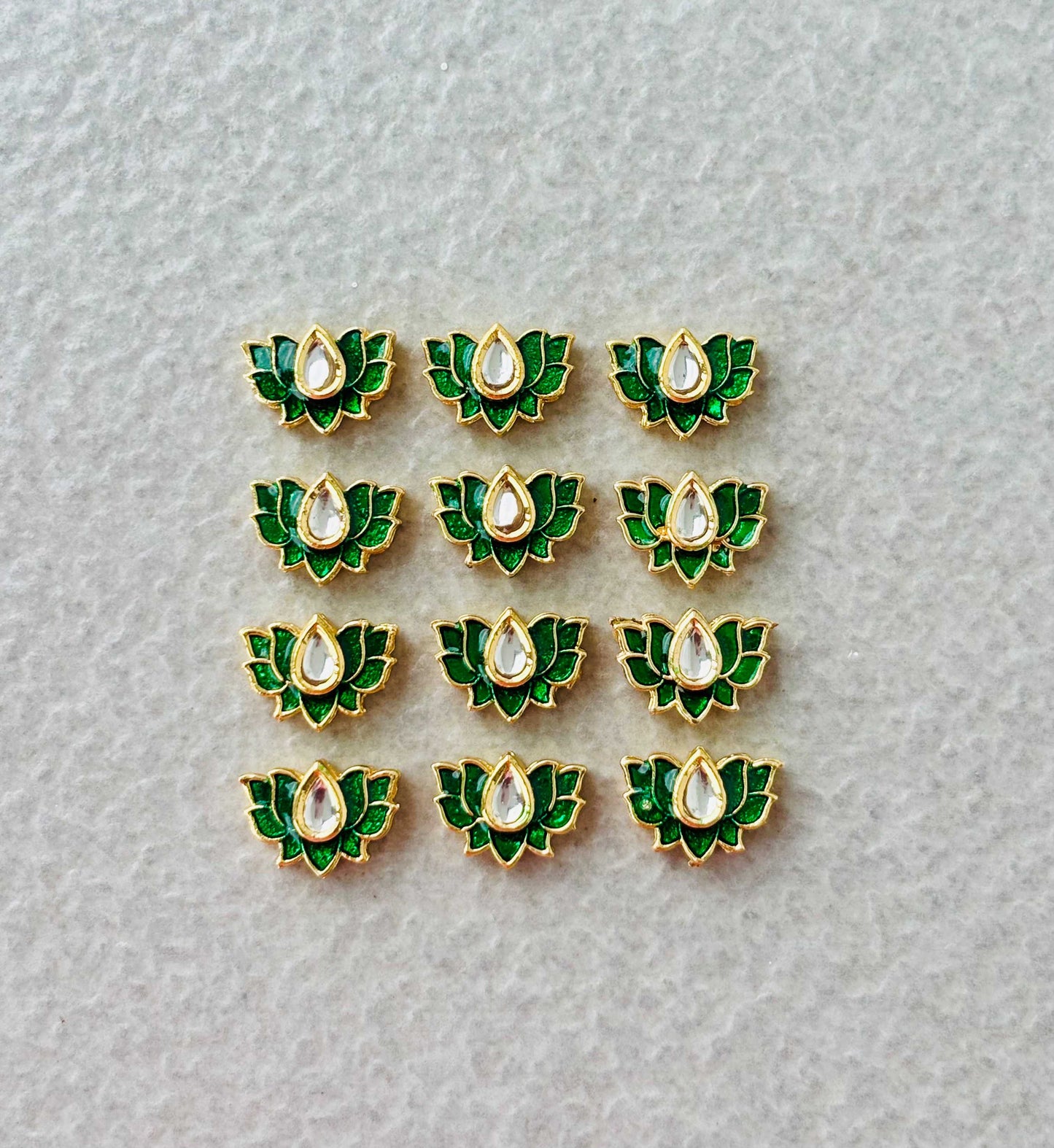 Small Green Lotus Meenakari Connectors