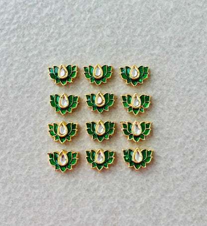 Small Green Lotus Meenakari Connectors