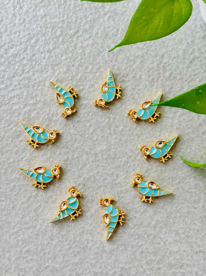 Sky Blue Bird Meenakari Kundan Connectors