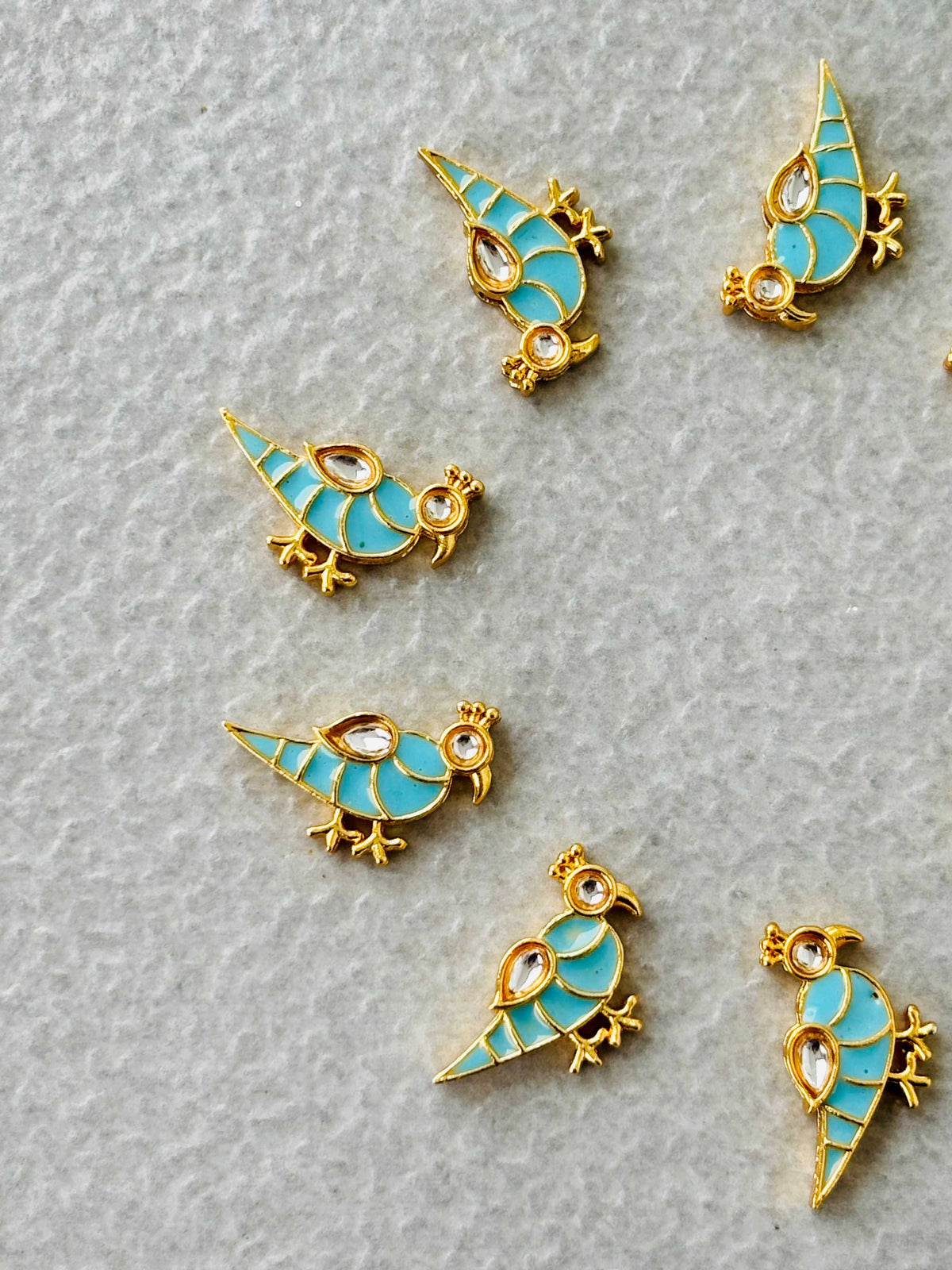 Sky Blue Bird Meenakari Kundan Connectors