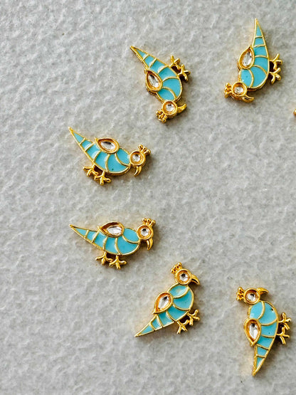 Sky Blue Bird Meenakari Kundan Connectors