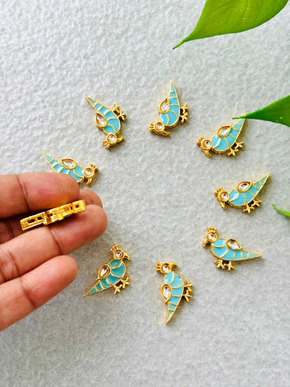 Sky Blue Bird Meenakari Kundan Connectors