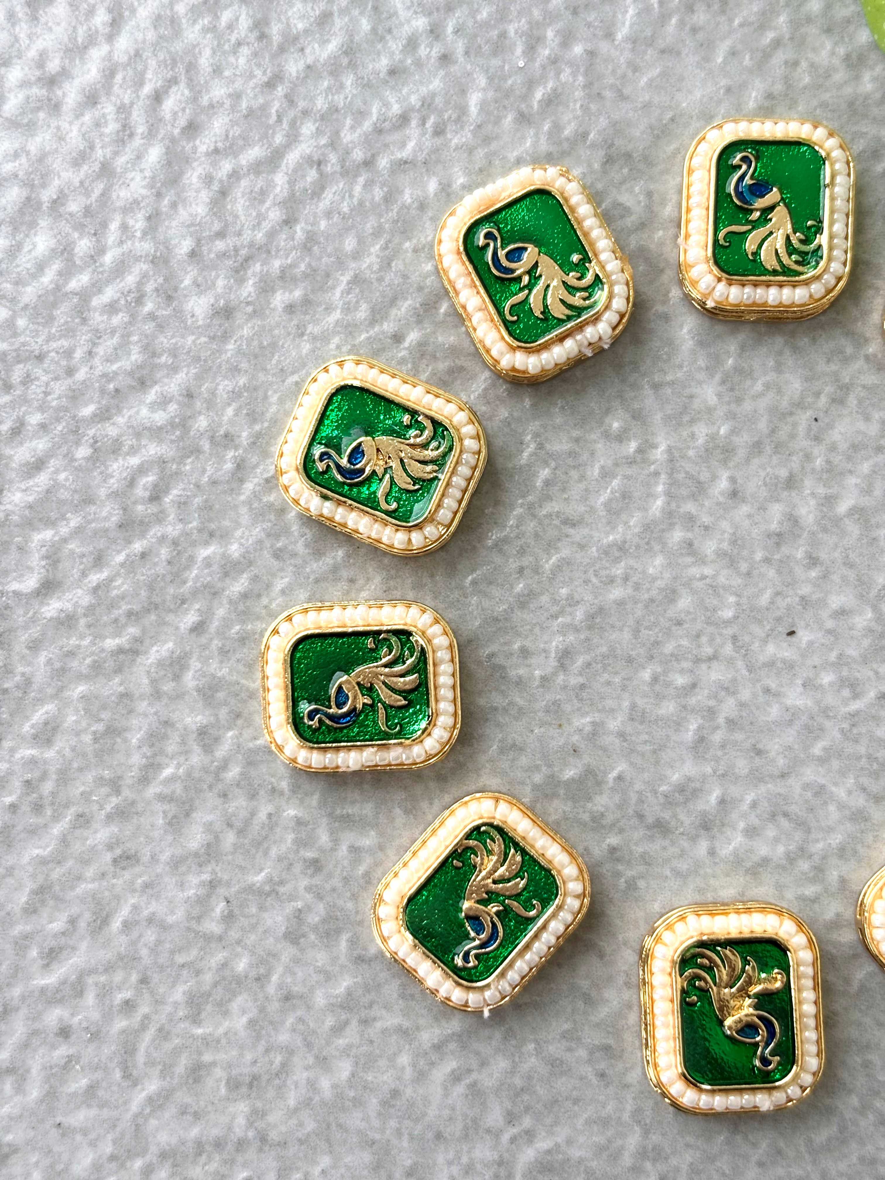 Rectangular Green Peacock Connectors