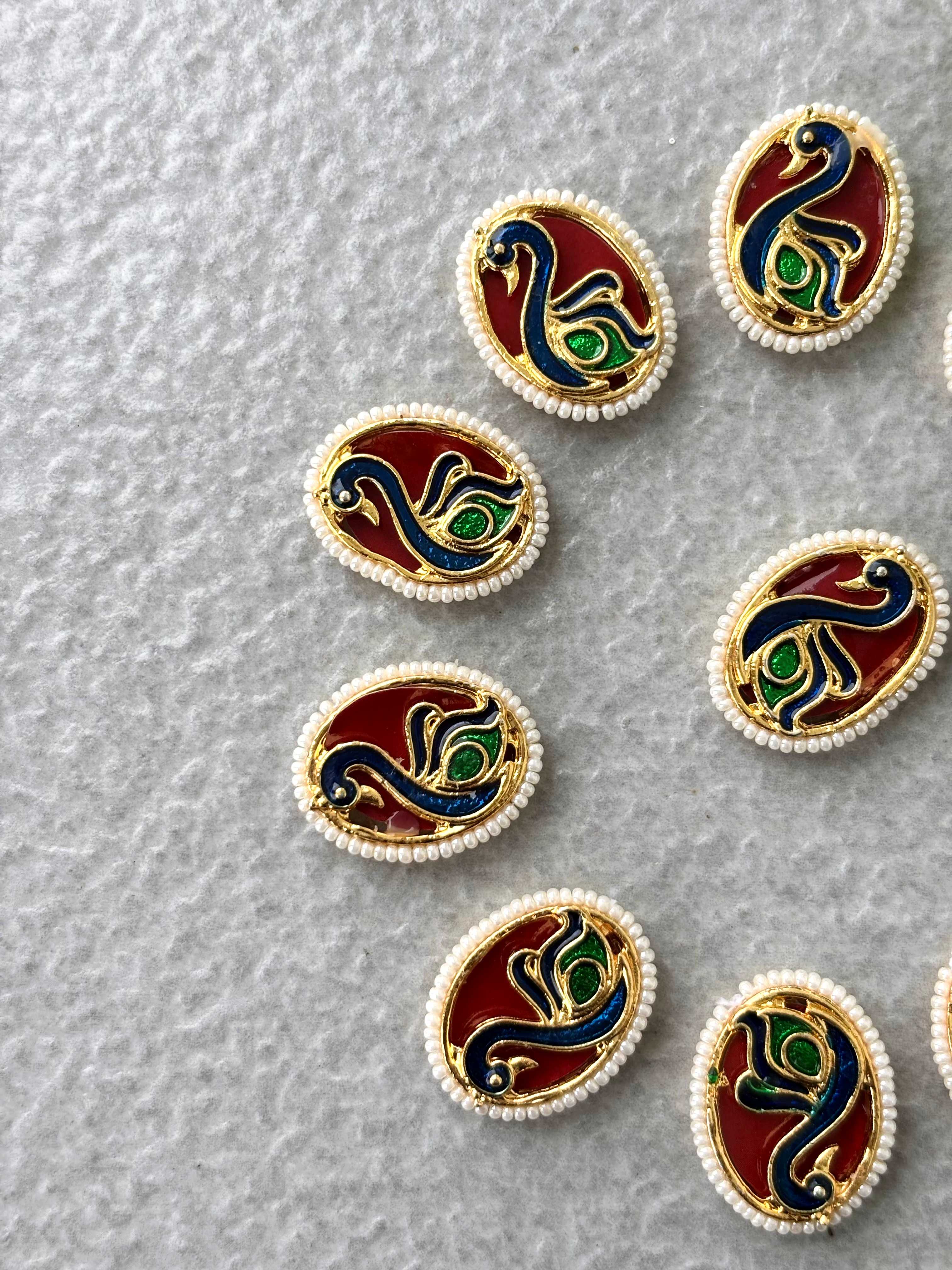 Oval Red Peacock Pearl Connectors