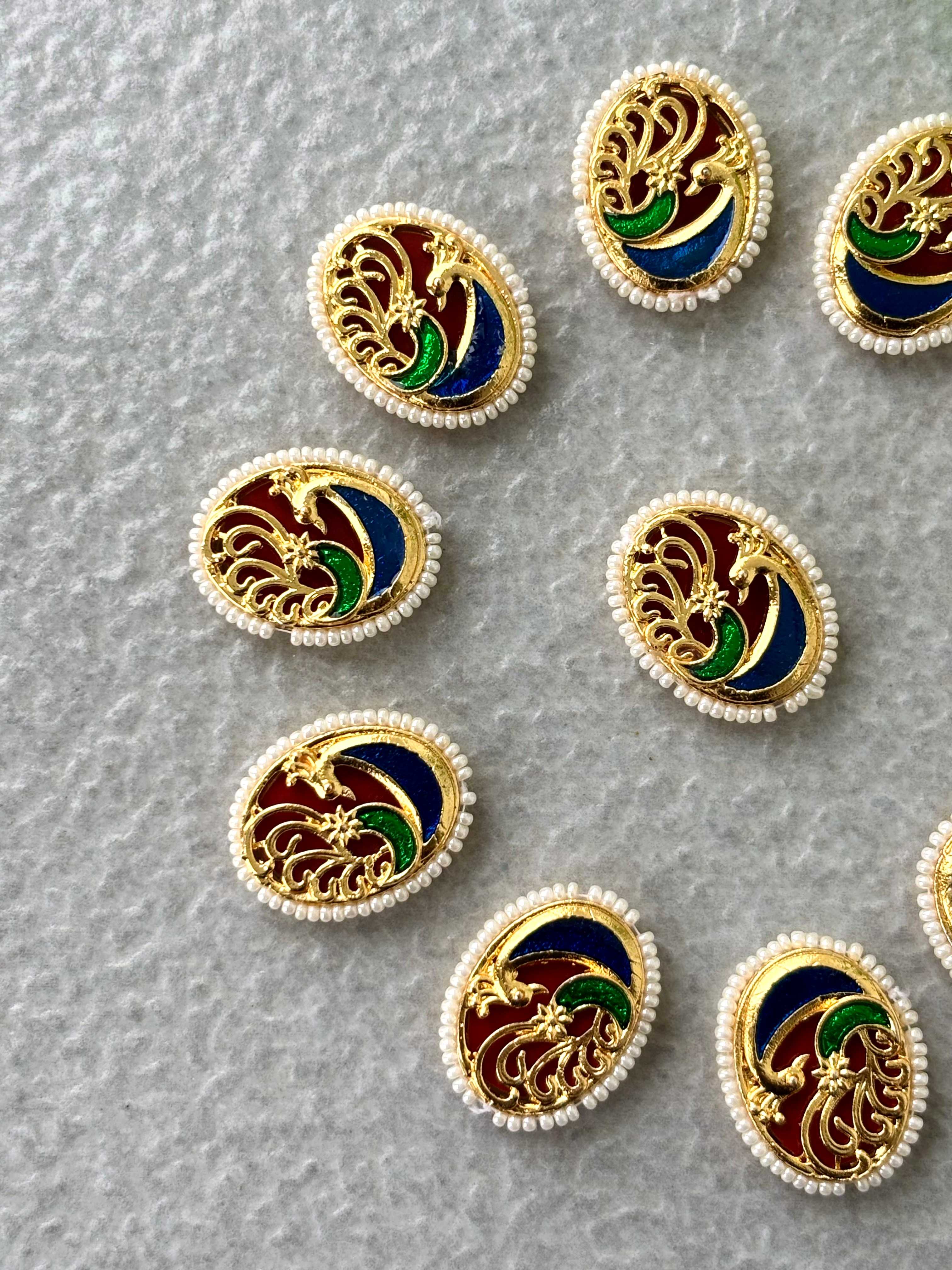 Oval Peacock Meenakari Connectors 1