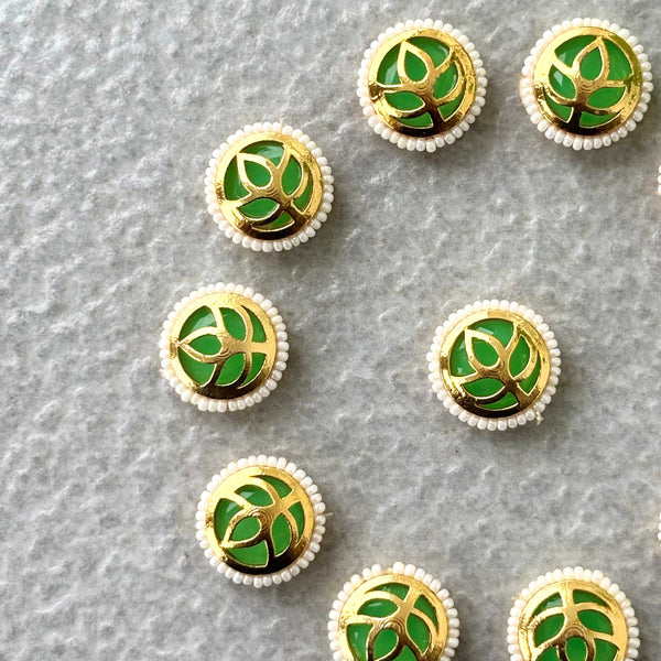 Round Green Leaf Meenakari Connectors
