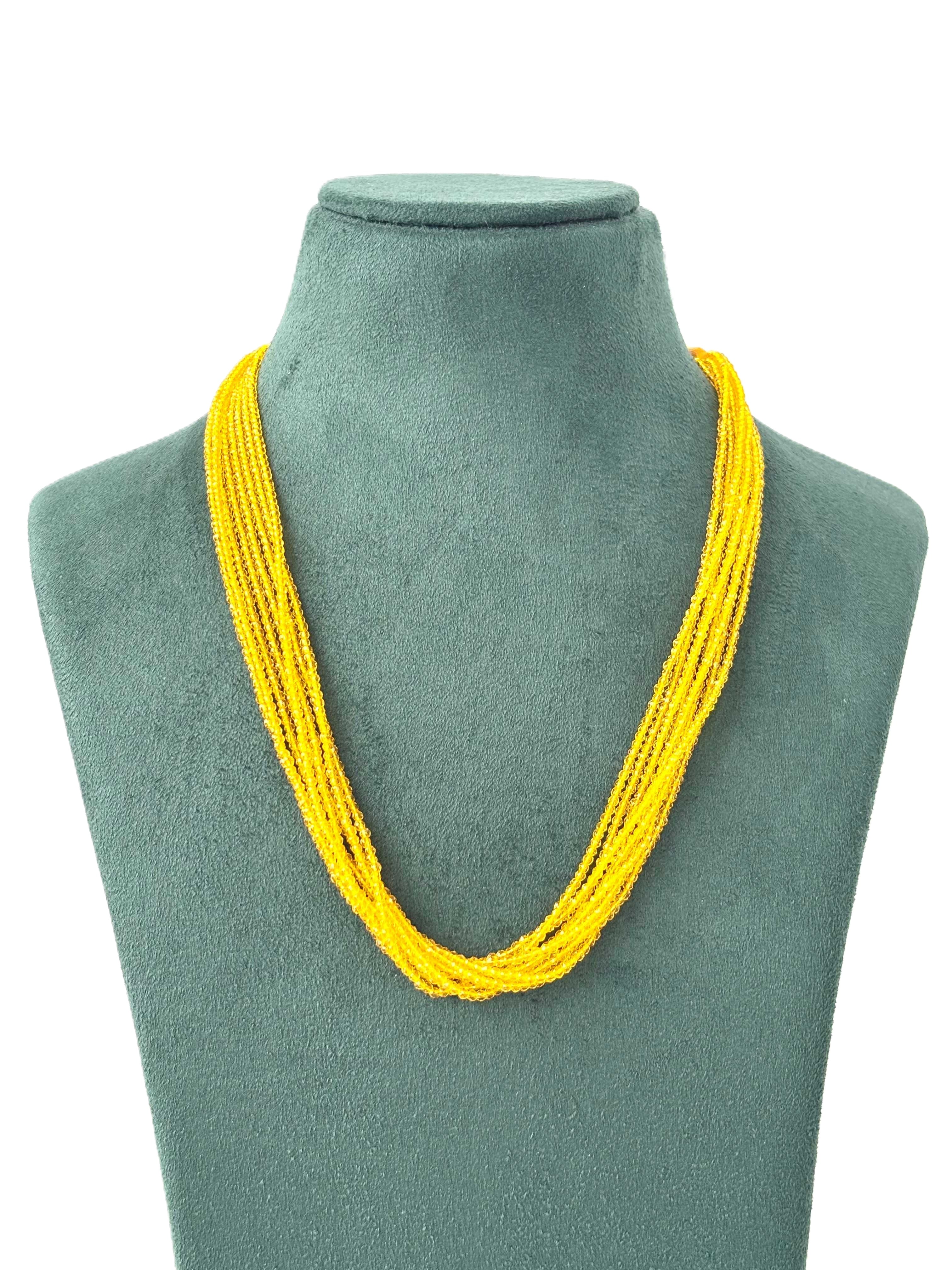 Multi-Strand Deep Yellow Hydro Beads Necklace