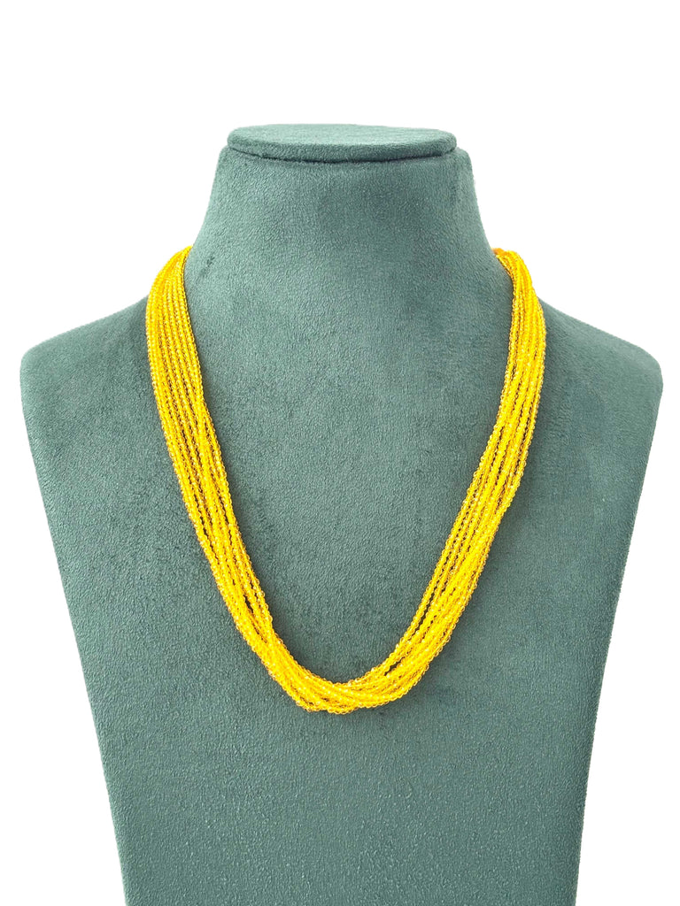Multi-Strand Deep Yellow Hydro Beads Necklace
