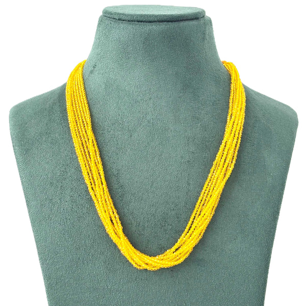 Multi-Strand Deep Yellow Hydro Beads Necklace