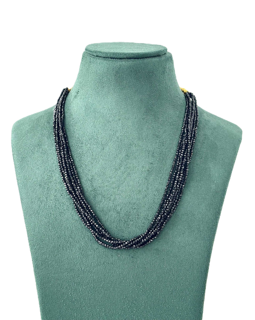 Multi-Strand Black Hydro Beads Necklace