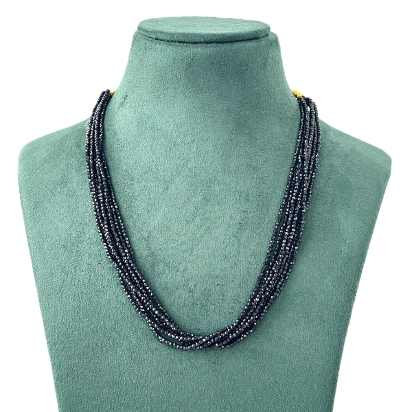 Multi-Strand Black Hydro Beads Necklace