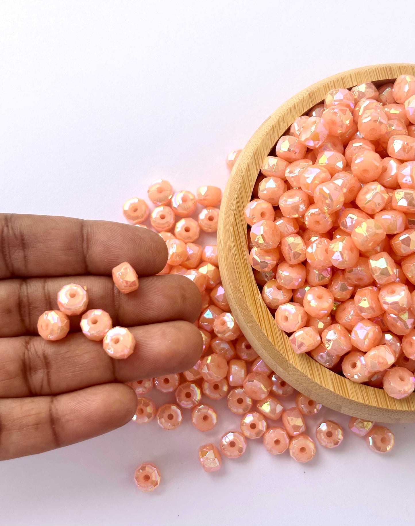 Pastel Orange Multi-Faceted Beads