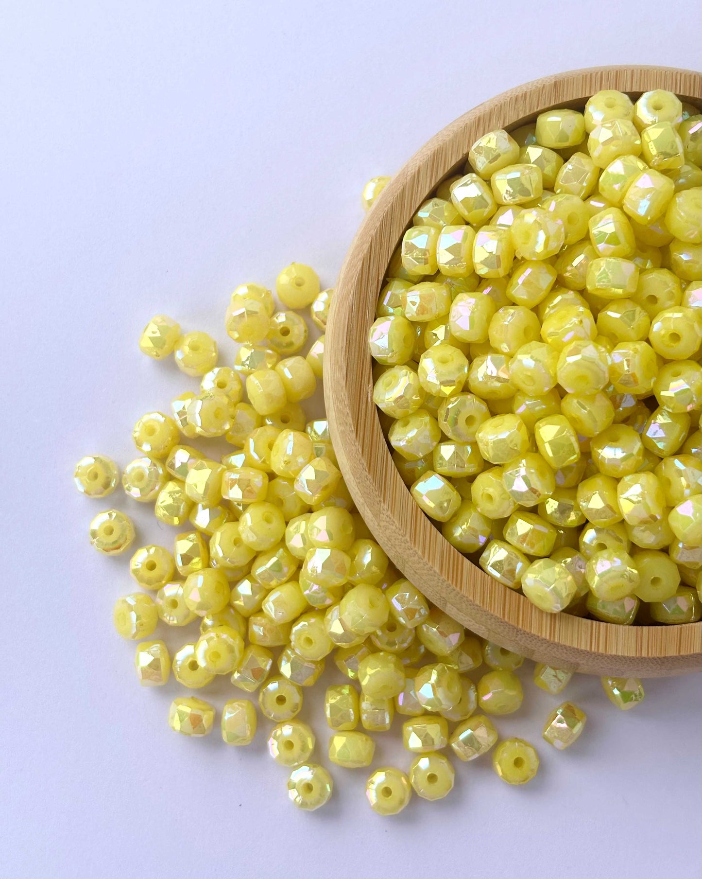 Pastel Yellow Multi-Faceted Beads