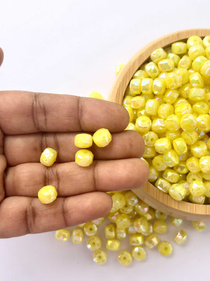 Pastel Yellow Multi-Faceted Beads