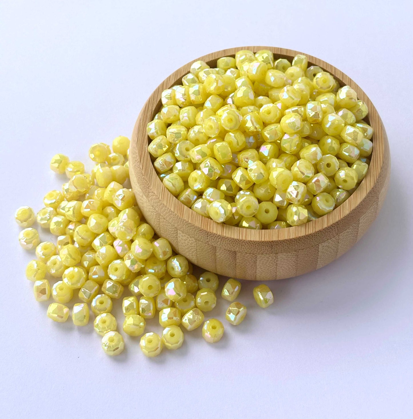 Pastel Yellow Multi-Faceted Beads