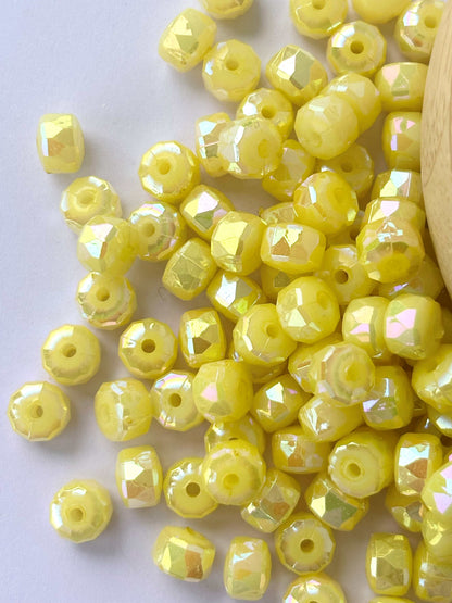 Pastel Yellow Multi-Faceted Beads