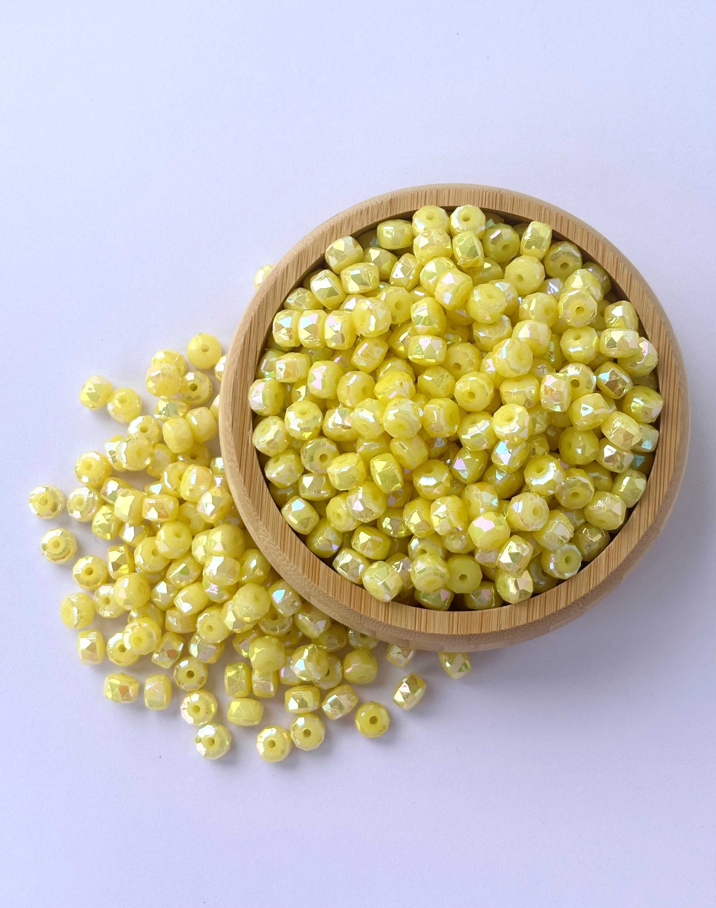 Pastel Yellow Multi-Faceted Beads