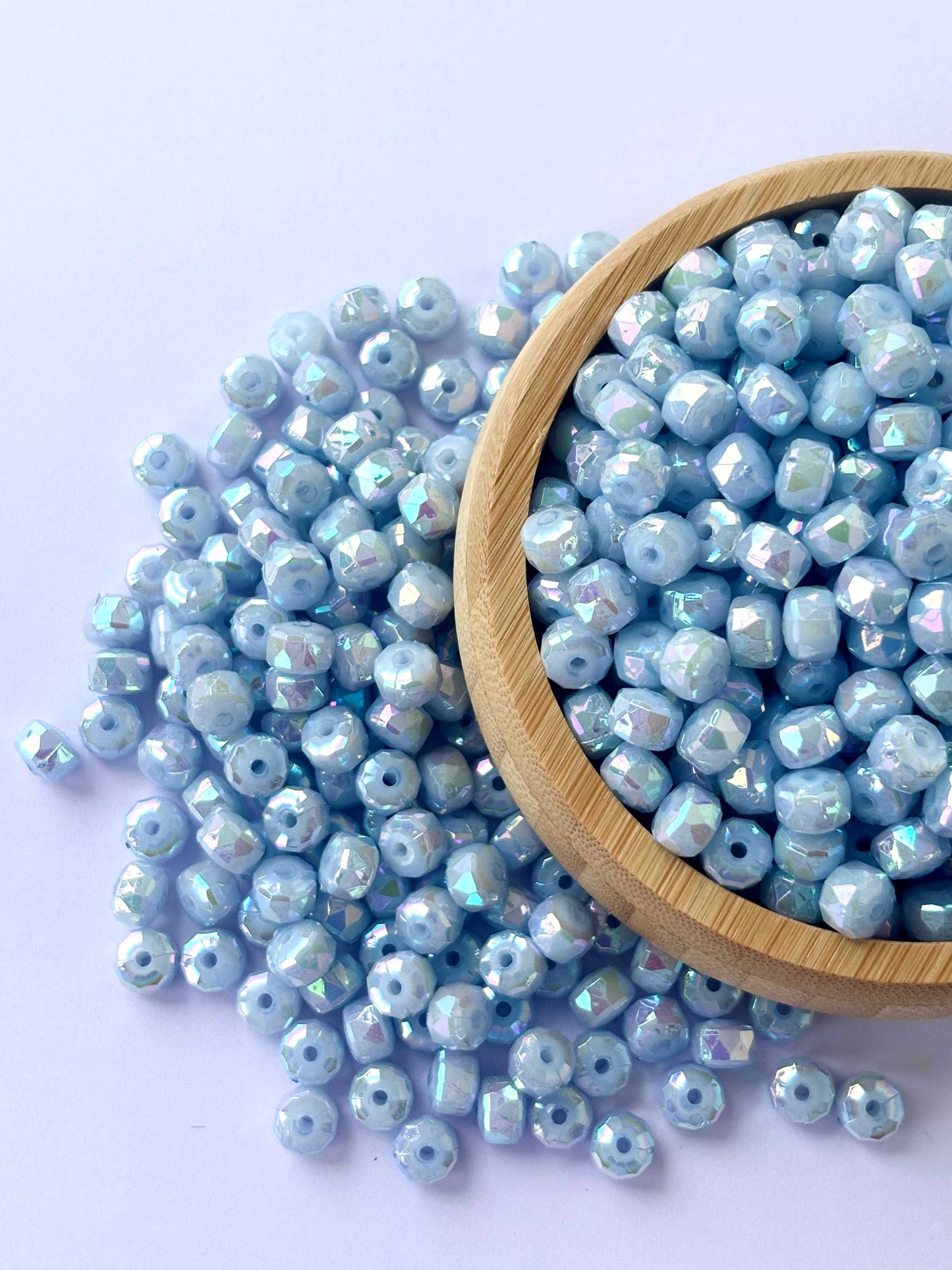 Pastel Blue Multi-Faceted Beads