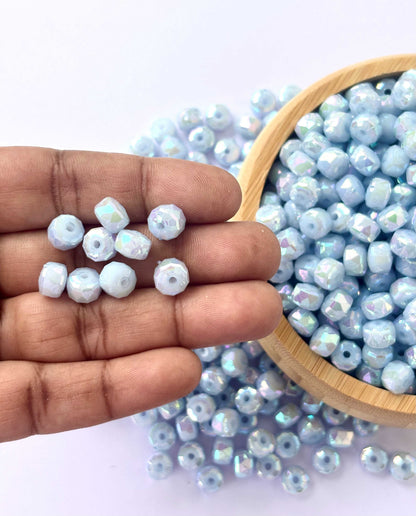 Pastel Blue Multi-Faceted Beads