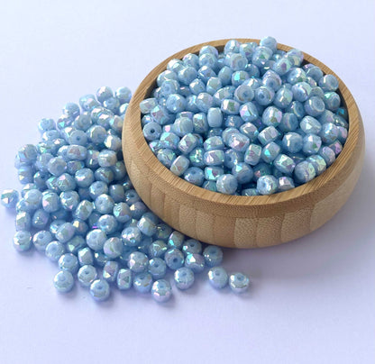 Pastel Blue Multi-Faceted Beads