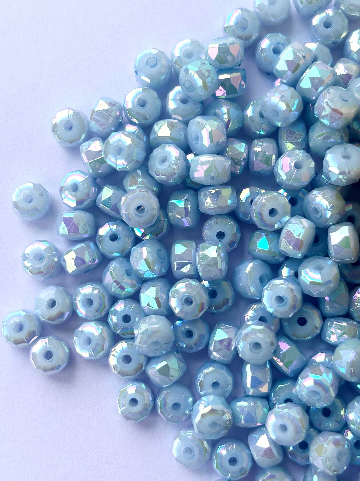 Pastel Blue Multi-Faceted Beads