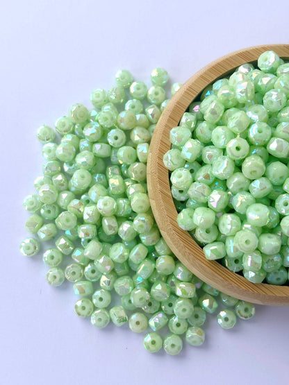 Pastel Green Multi-Faceted Beads