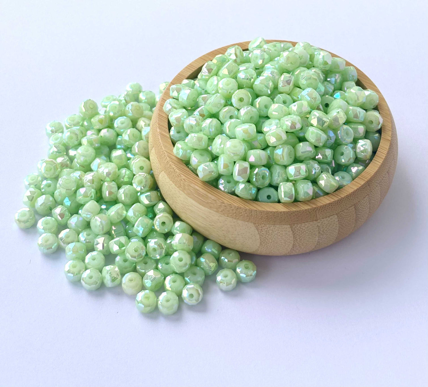 Pastel Green Multi-Faceted Beads
