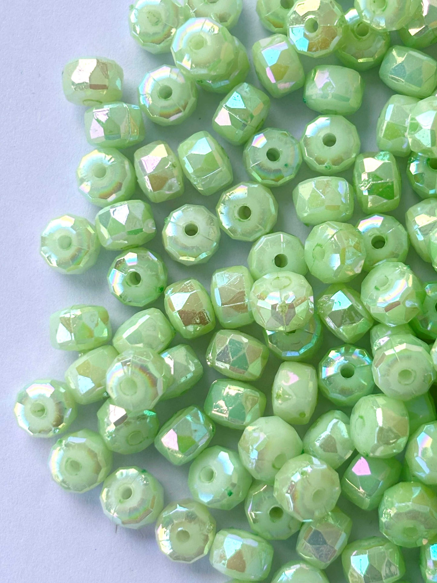 Pastel Green Multi-Faceted Beads