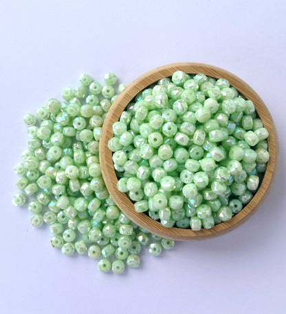 Pastel Green Multi-Faceted Beads