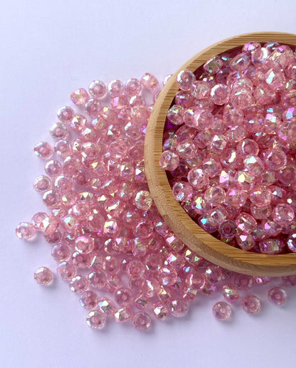 Transparent Pink AB Multi-Faceted Beads