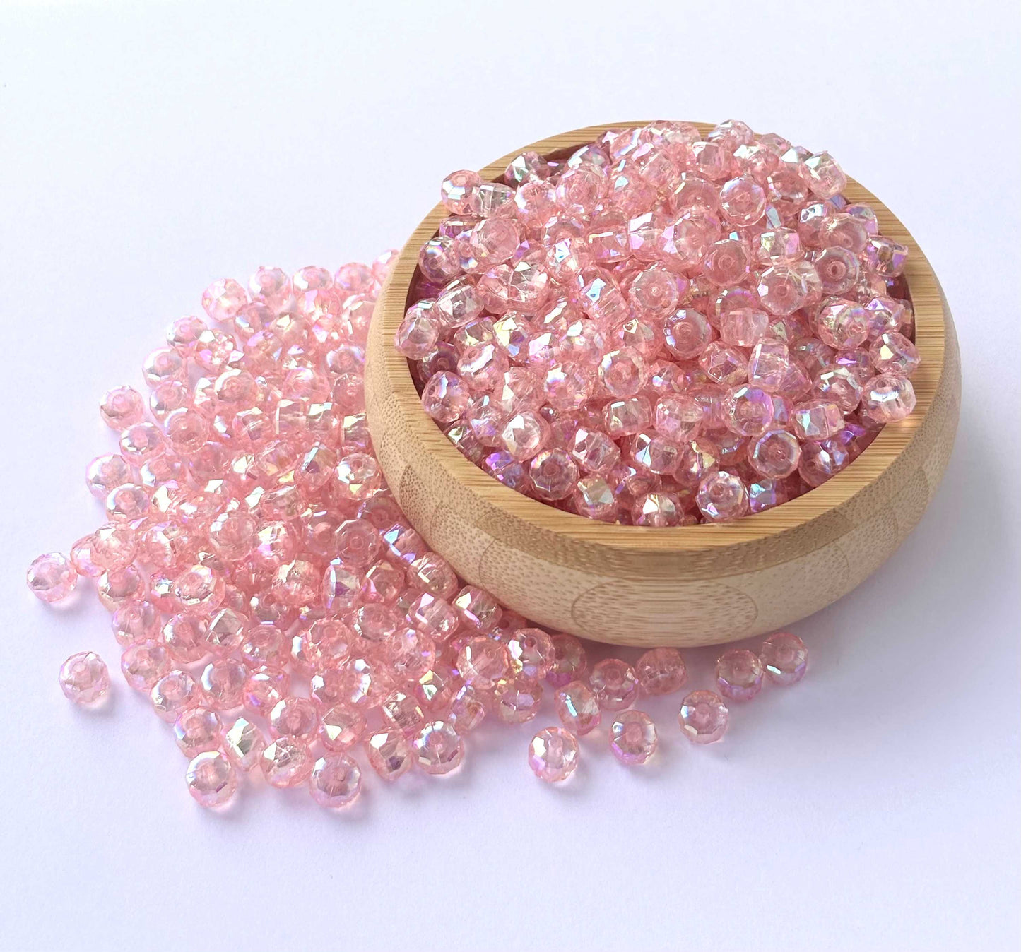 Transparent Pink AB Multi-Faceted Beads