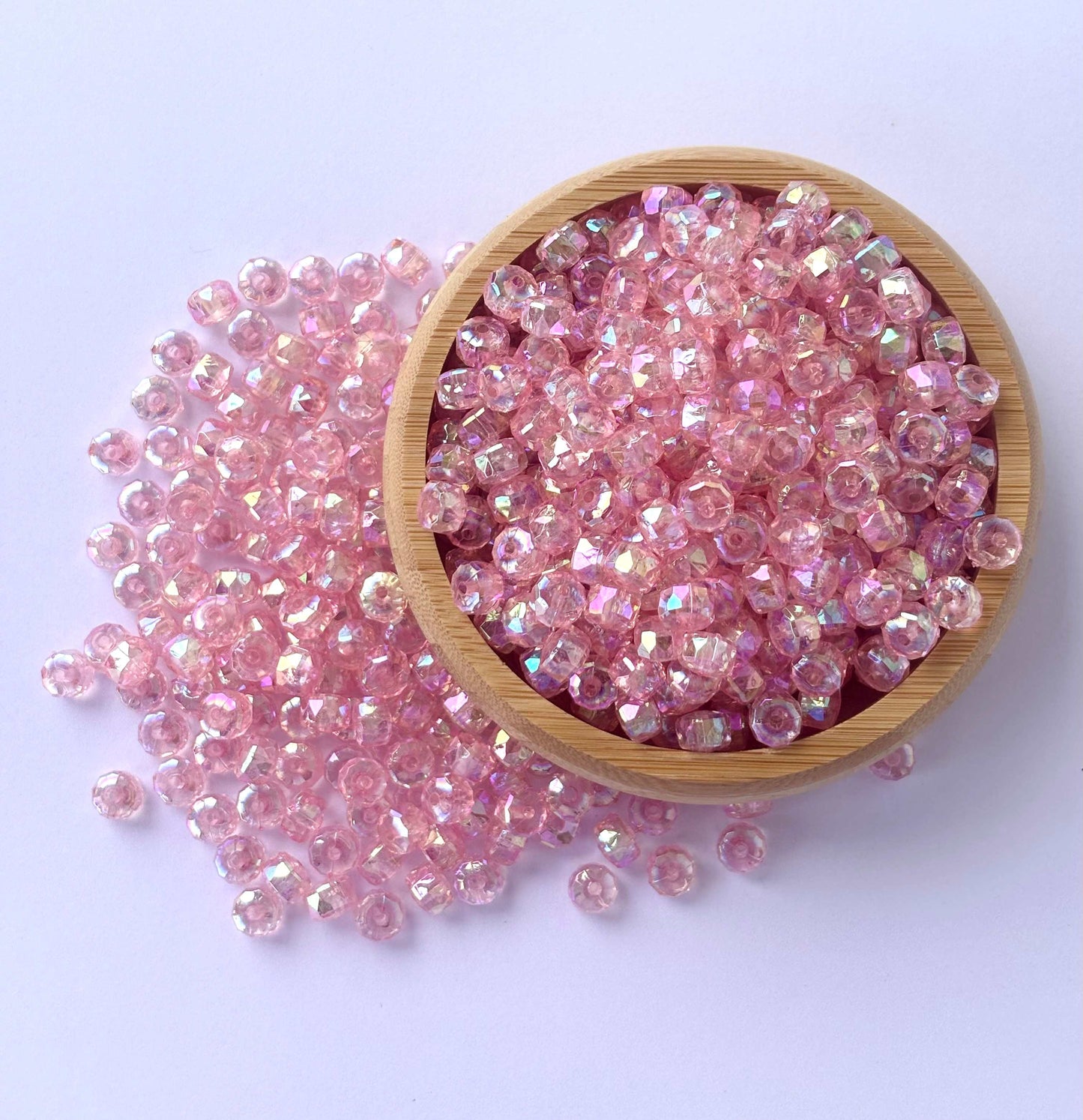 Transparent Pink AB Multi-Faceted Beads