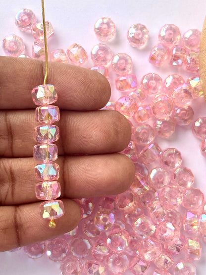 Transparent Pink AB Multi-Faceted Beads