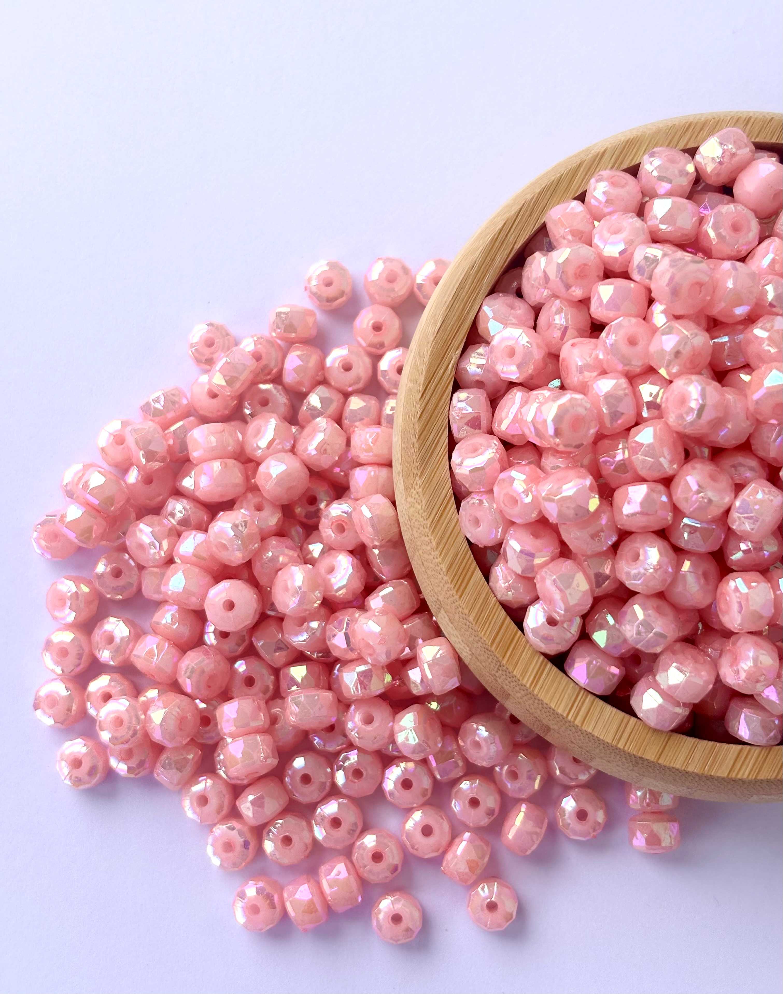 Pastel Pink Multi-Faceted Beads