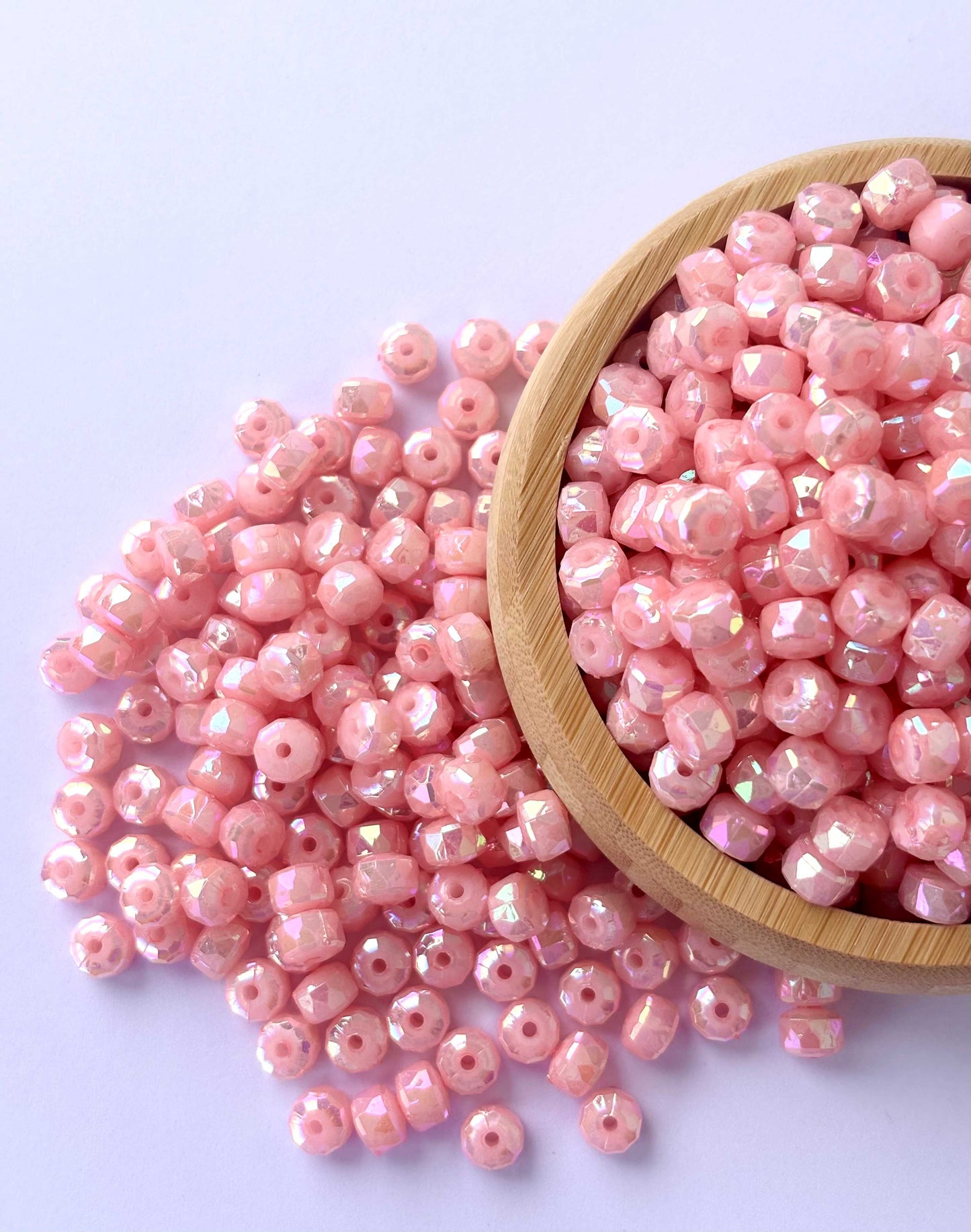 Pastel Pink Multi-Faceted Beads