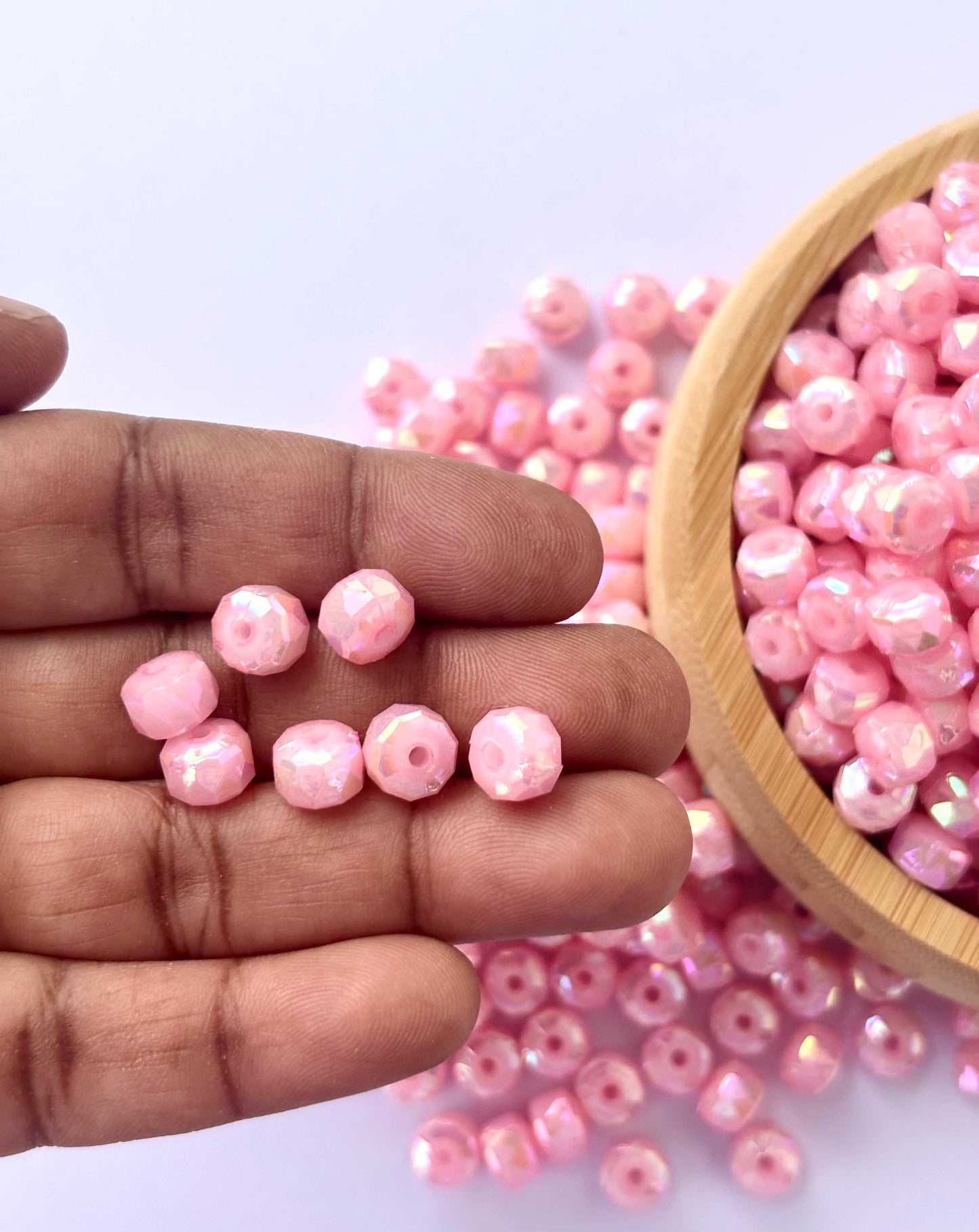 Pastel Pink Multi-Faceted Beads