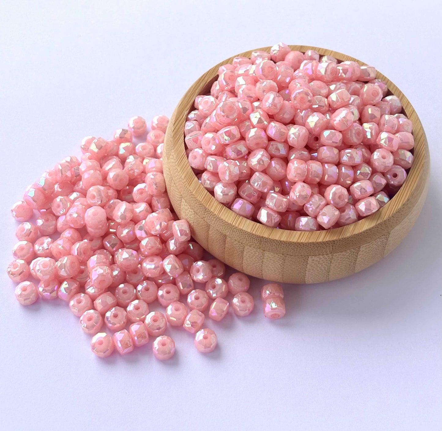 Pastel Pink Multi-Faceted Beads