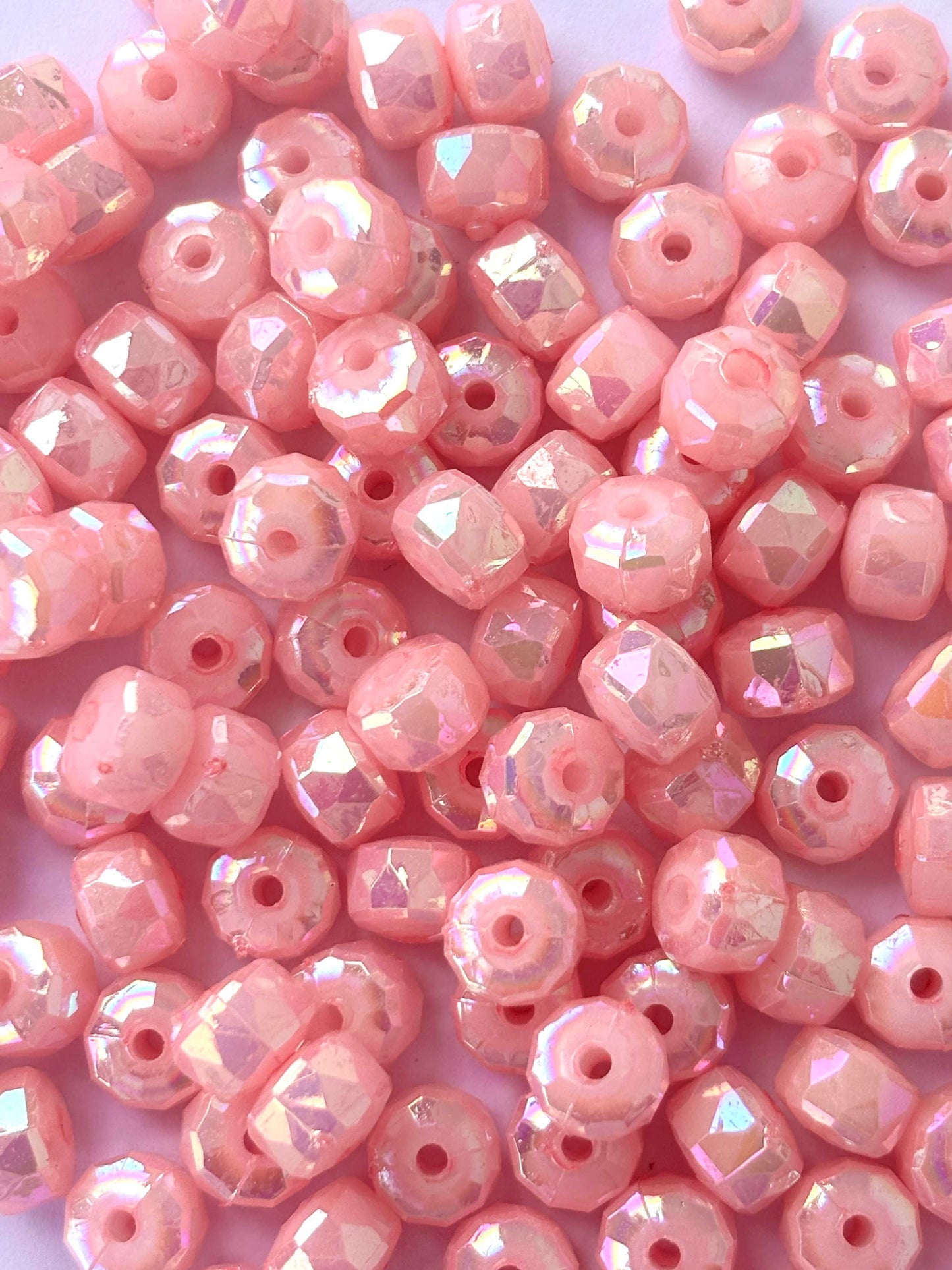 Pastel Pink Multi-Faceted Beads