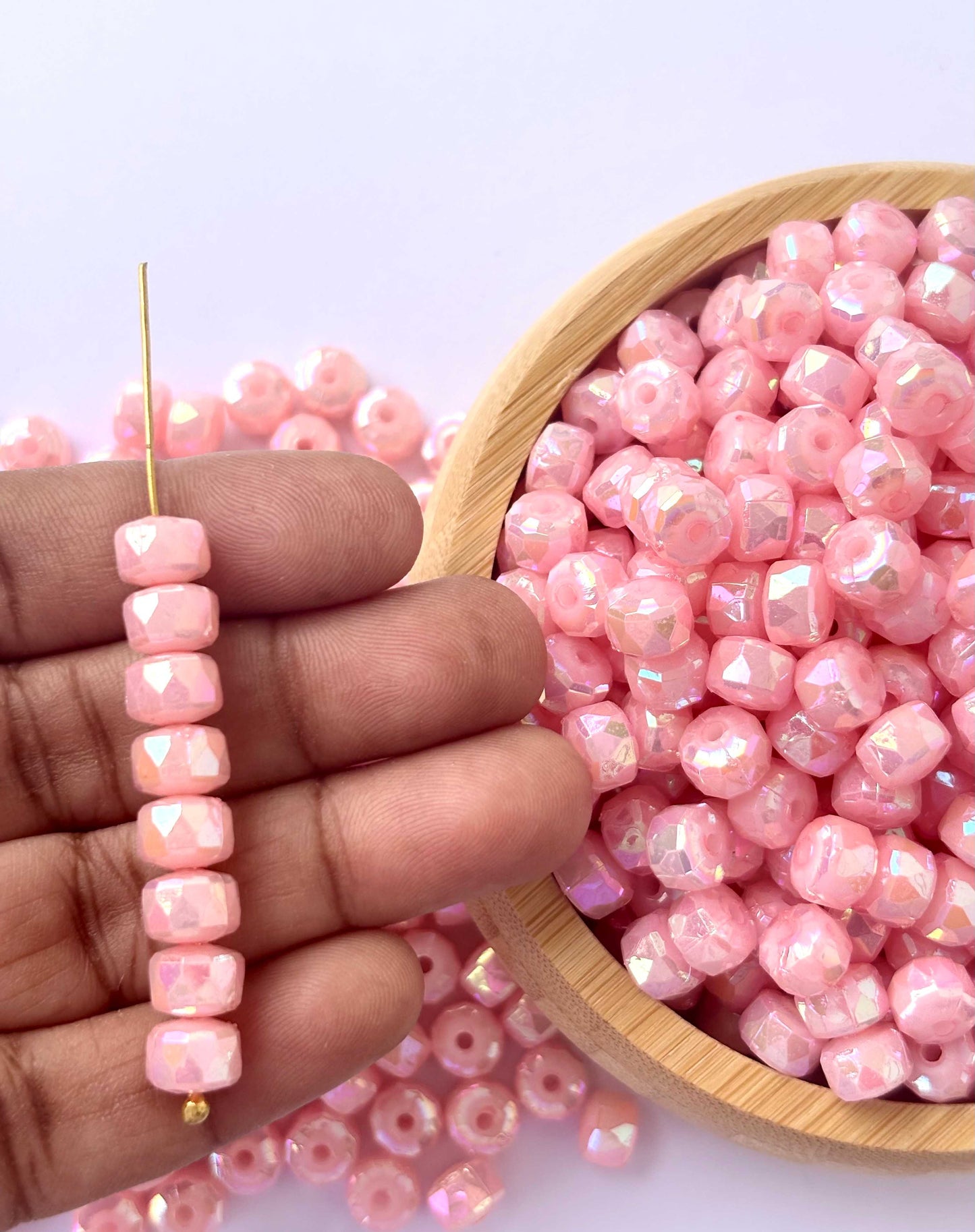 Pastel Pink Multi-Faceted Beads