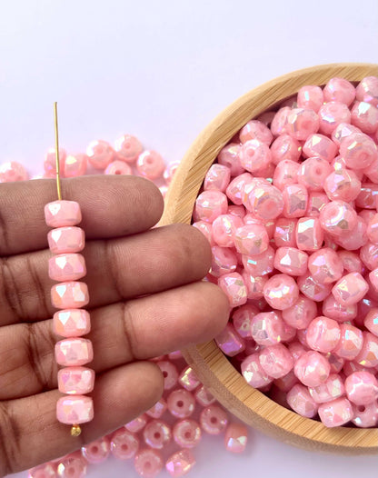 Pastel Pink Multi-Faceted Beads