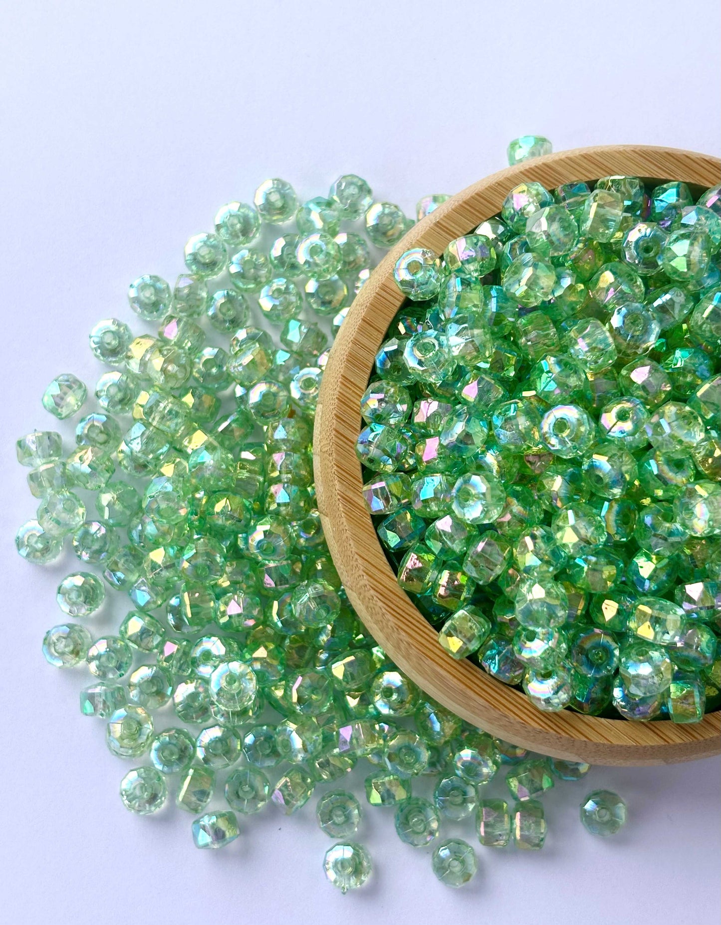 Transparent Mint Green AB Multi-Faceted Beads